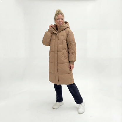 Elvaris™ Lange Gewatteerde Winterjas met Capuchon