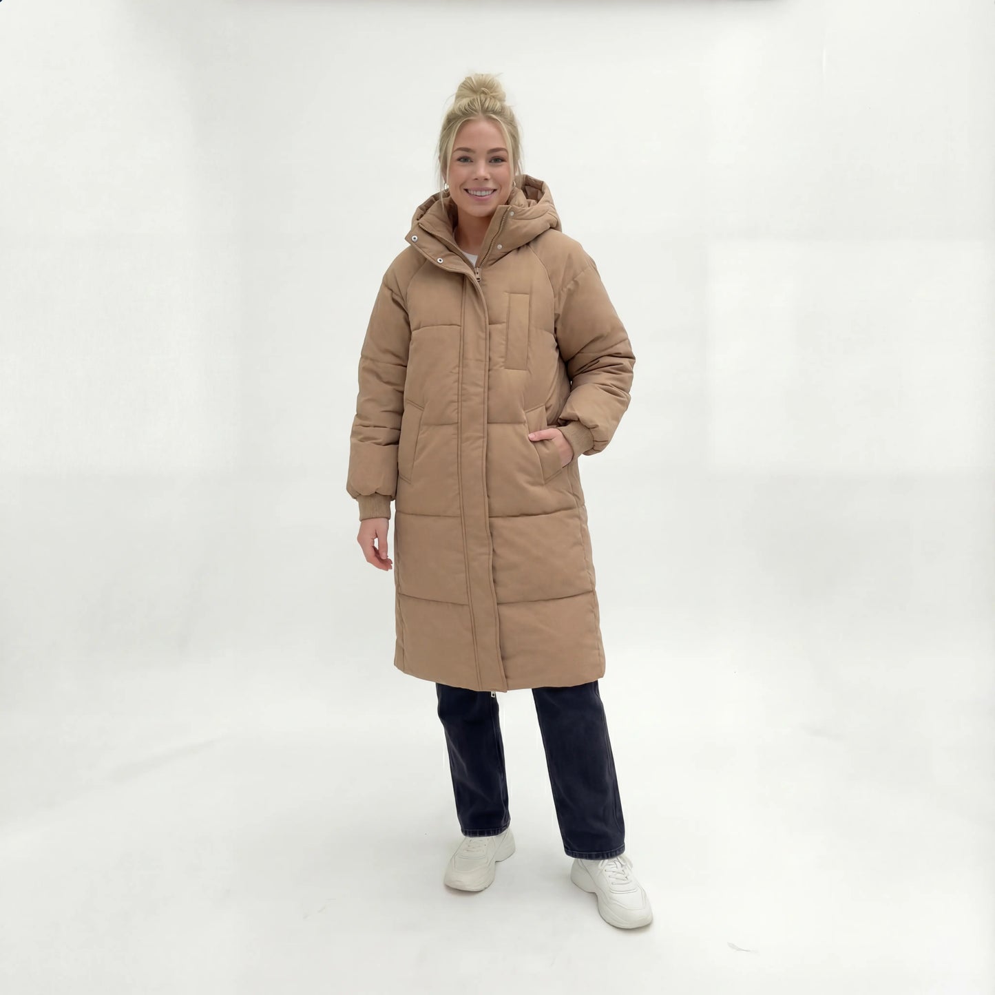 Elvaris™ Lange Gewatteerde Winterjas met Capuchon