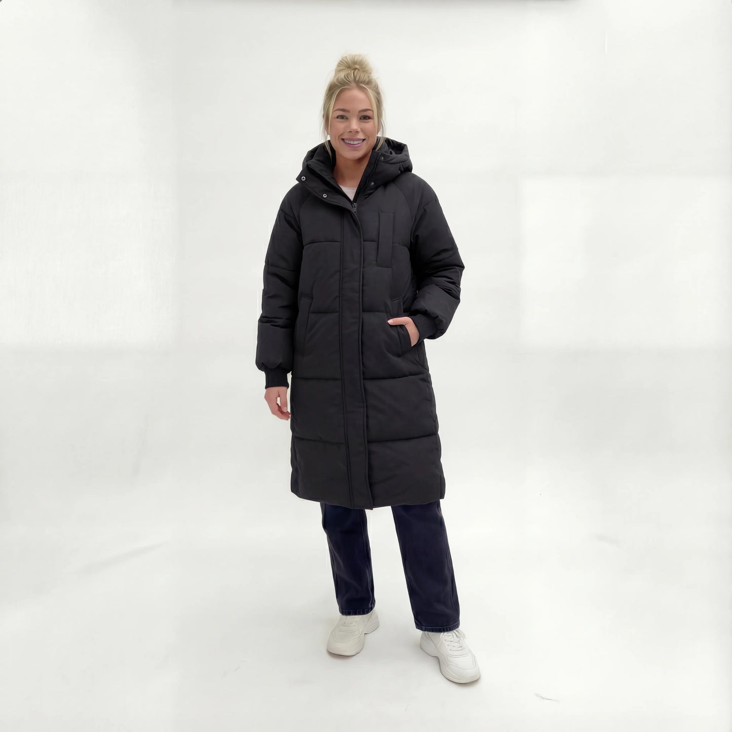 Elvaris™ Lange Gewatteerde Winterjas met Capuchon