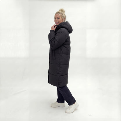 Elvaris™ Lange Gewatteerde Winterjas met Capuchon
