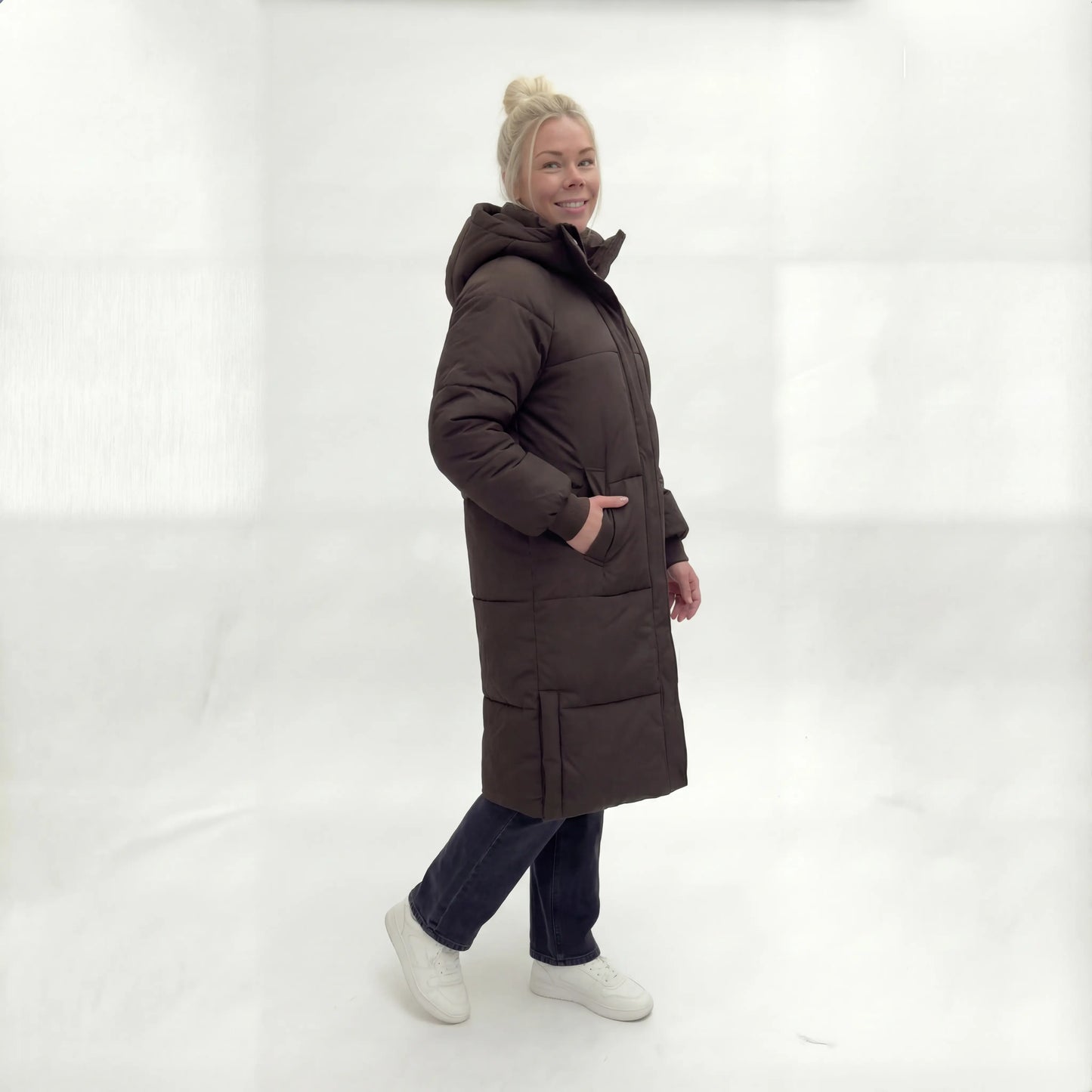 Elvaris™ Lange Gewatteerde Winterjas met Capuchon