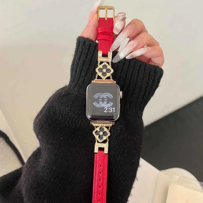 LioraBands™ – Luxe Leren Horlogeband met Kristallen Accenten