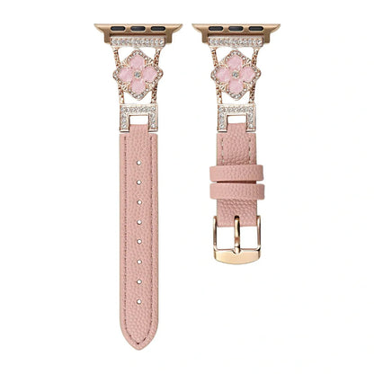 LioraBands™ – Luxe Leren Horlogeband met Kristallen Accenten