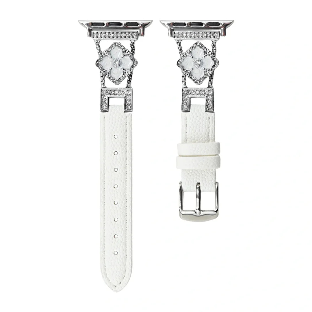 LioraBands™ – Luxe Leren Horlogeband met Kristallen Accenten