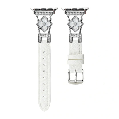 LioraBands™ – Luxe Leren Horlogeband met Kristallen Accenten