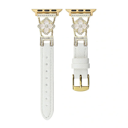 LioraBands™ – Luxe Leren Horlogeband met Kristallen Accenten