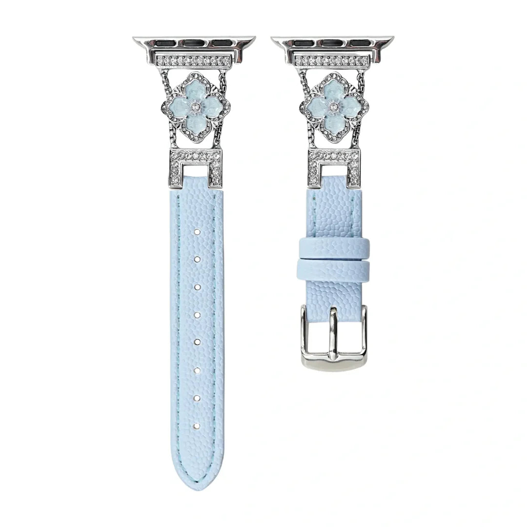 LioraBands™ – Luxe Leren Horlogeband met Kristallen Accenten
