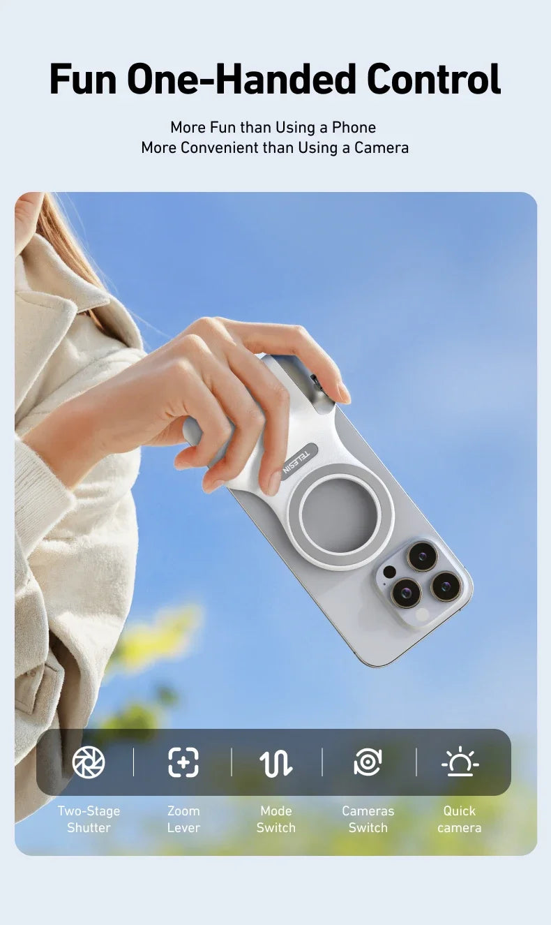 SnapGripX™ – Compacte Magnetische Camera Grip