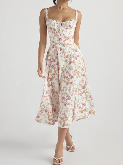 Emma - Gebloemde Bustier Taillevormer Jurk
