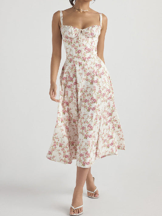 Emma - Gebloemde Bustier Taillevormer Jurk