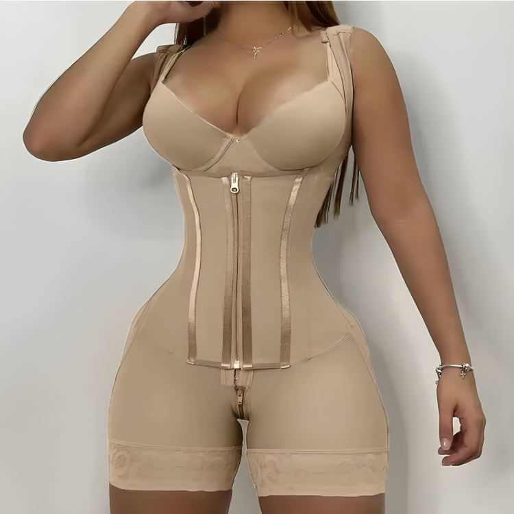 CurveLuxe™ Zipper Romper – Vorm en Comfort in Eén