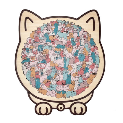 Pawzelle™ – Houten Kattenpuzzel met Morandi-kleuren (135-delig)