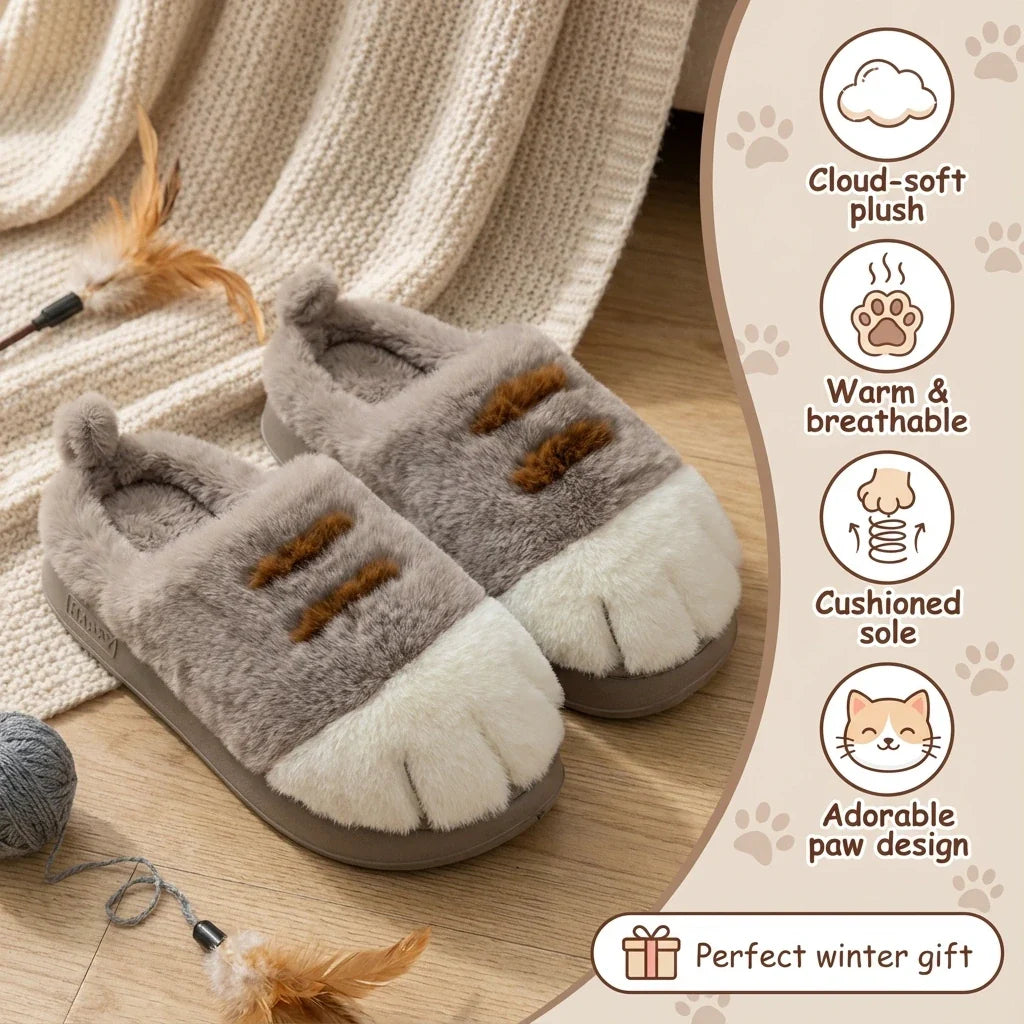 Meowsera™ Snuggle Paws – Zachte Pantoffels met Kattenpoot Design