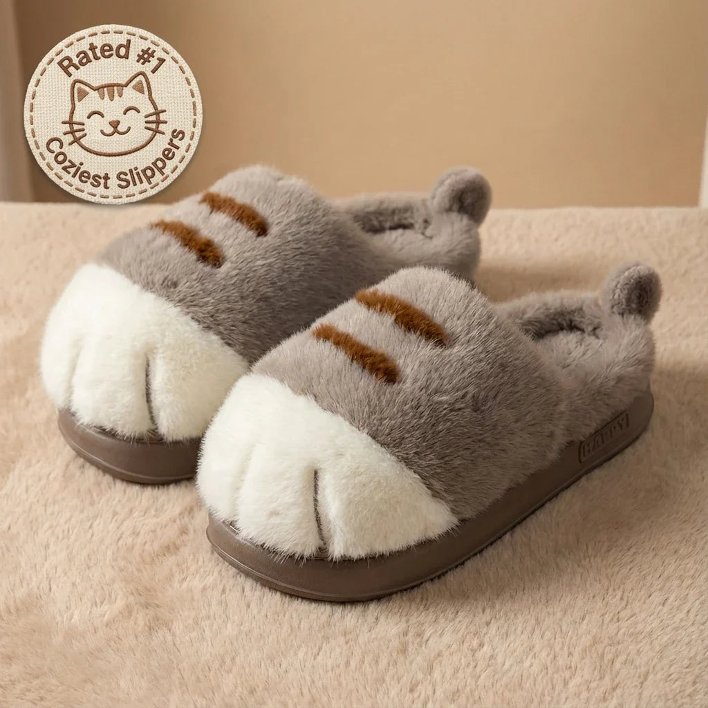 Meowsera™ Snuggle Paws – Zachte Pantoffels met Kattenpoot Design