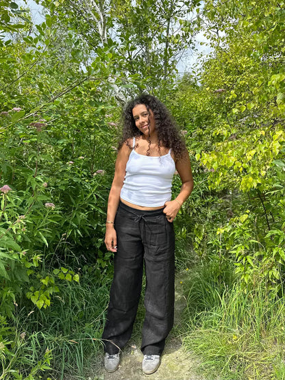 BreezyLuxe | LINNEN BROEK MET LAGE TAILLE