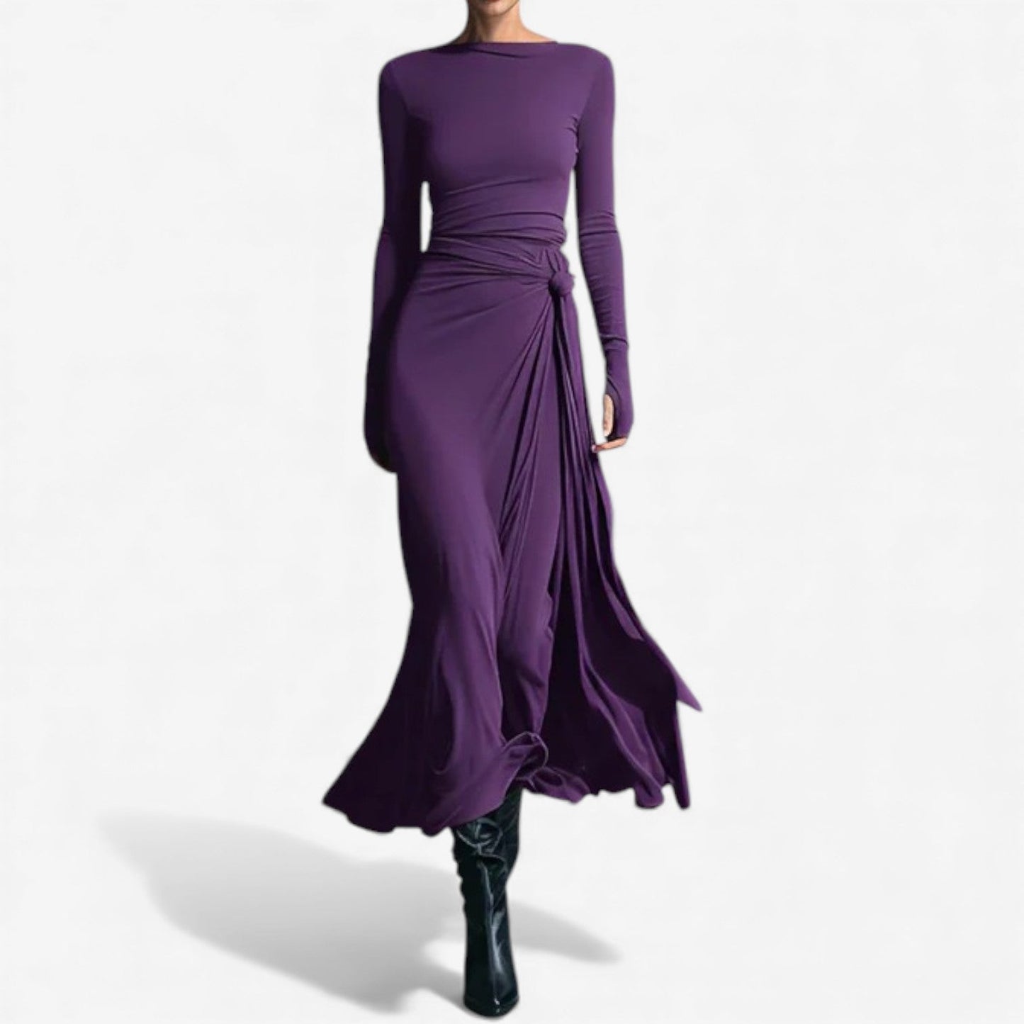 Velmira™ | Lang Elegante Damesjurk met Vloeiende Lijn