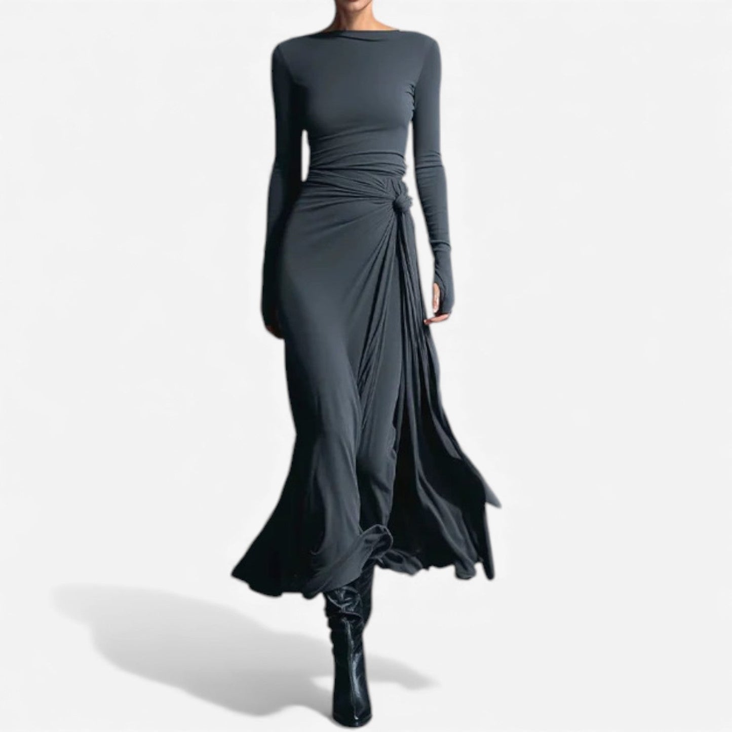 Velmira™ | Lang Elegante Damesjurk met Vloeiende Lijn