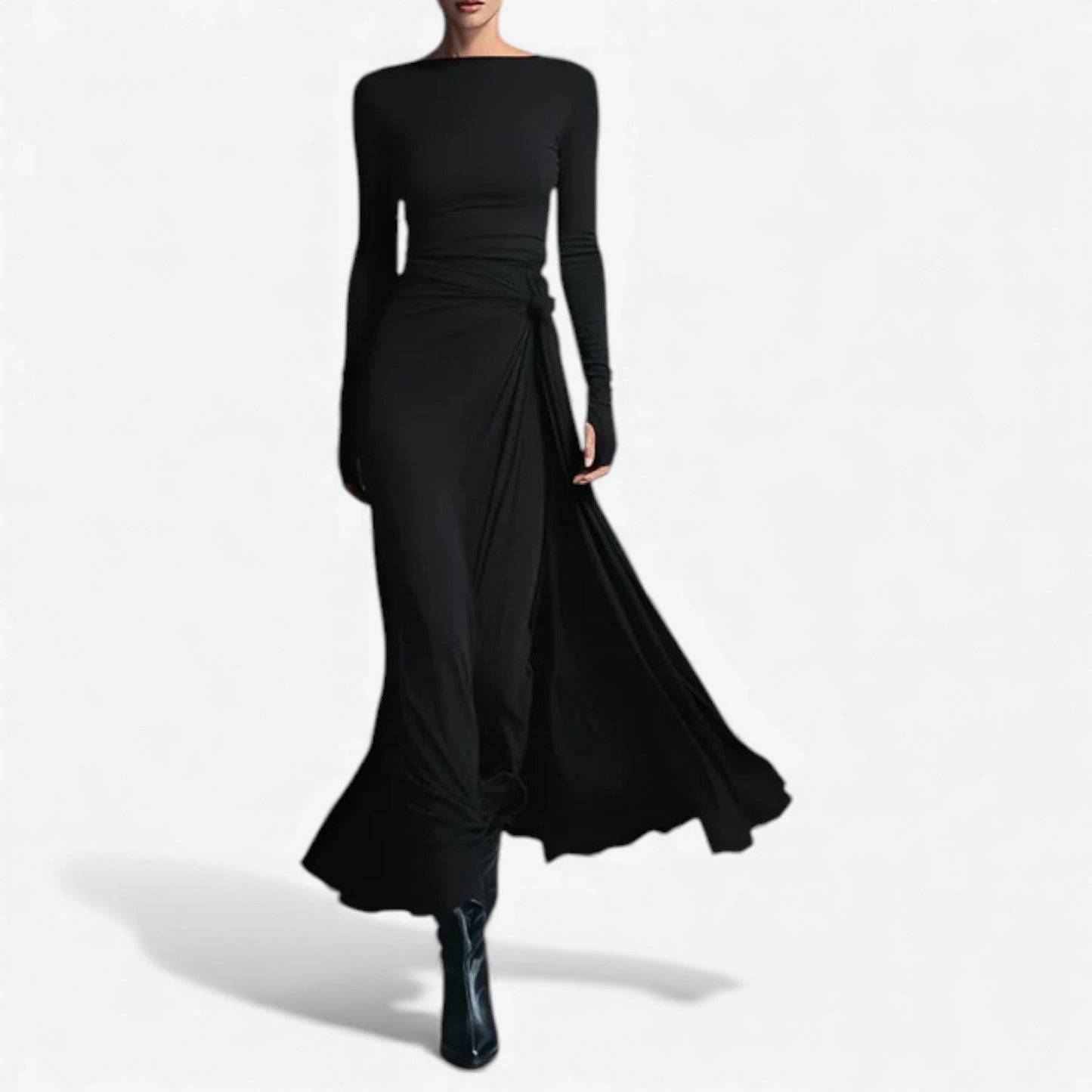 Velmira™ | Lang Elegante Damesjurk met Vloeiende Lijn