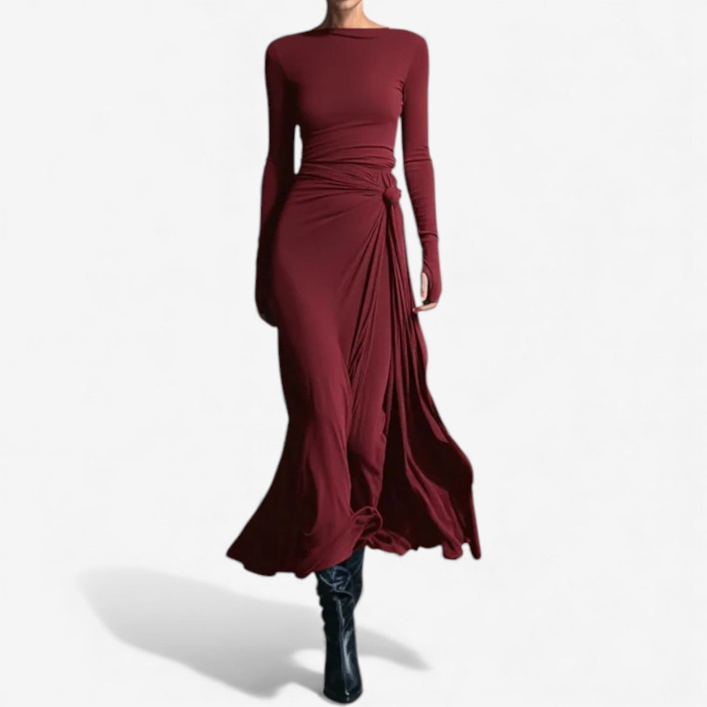 Velmira™ | Lang Elegante Damesjurk met Vloeiende Lijn