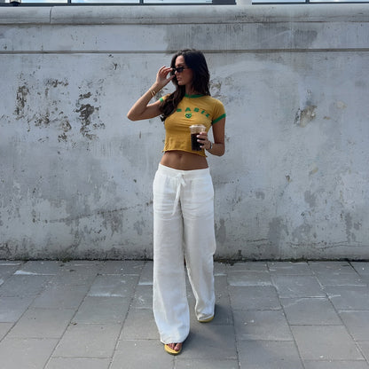 BreezyLuxe | LINNEN BROEK MET LAGE TAILLE