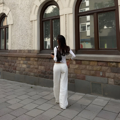 BreezyLuxe | LINNEN BROEK MET LAGE TAILLE