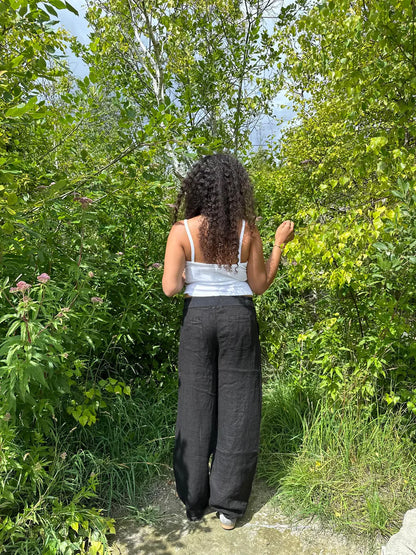 BreezyLuxe | LINNEN BROEK MET LAGE TAILLE