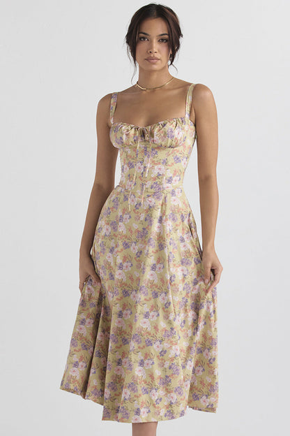 Emma - Gebloemde Bustier Taillevormer Jurk