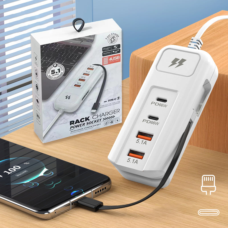 Chargeonix™ PowerHub 66W – Multifunctioneel Snellaad-Stopcontact