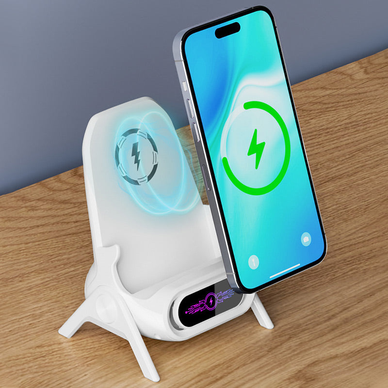 ChargeEase™ – De Slimme Draadloze Snellader & Telefoonstandaard in Eén