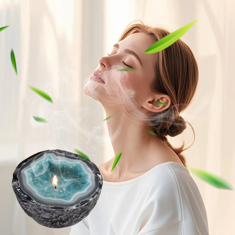Lumyra™ Geode Kristalkaars – Natuurlijke Rust & Sfeervolle Elegantie
