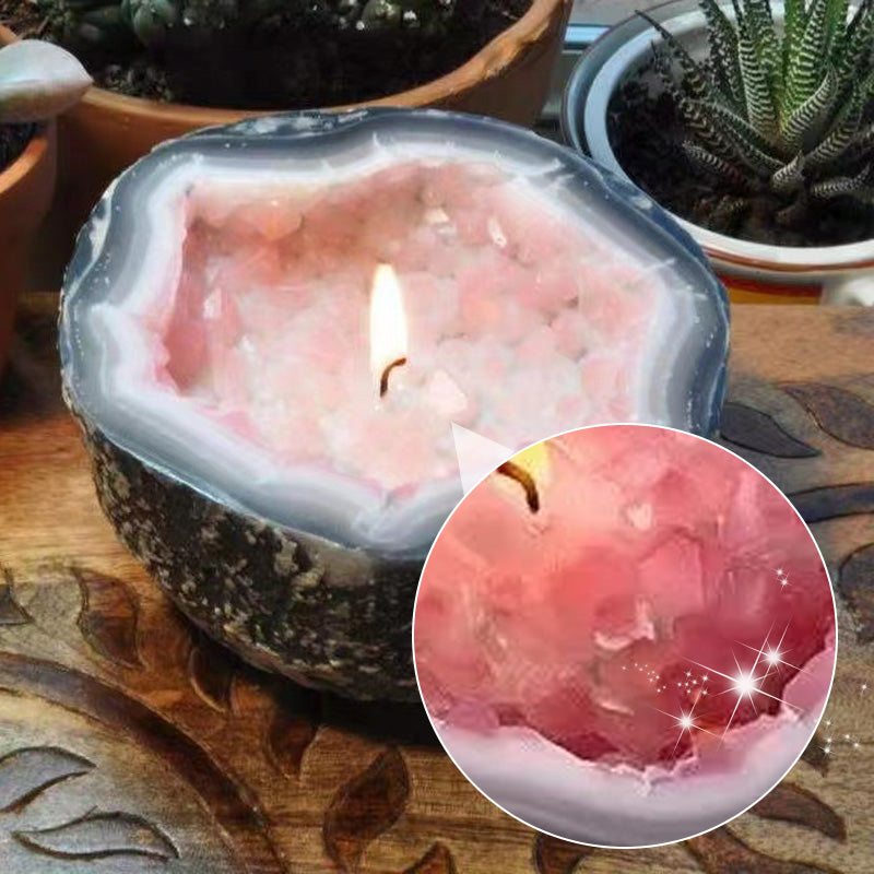 Lumyra™ Geode Kristalkaars – Natuurlijke Rust & Sfeervolle Elegantie