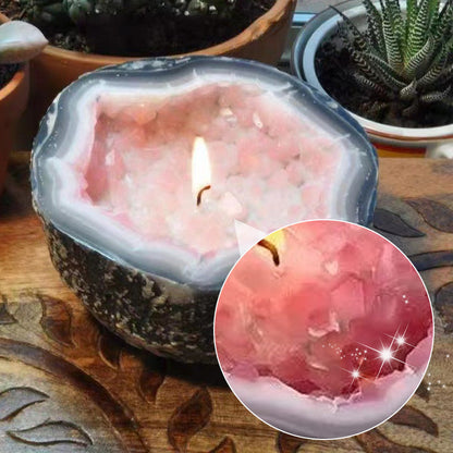 Lumyra™ Geode Kristalkaars – Natuurlijke Rust & Sfeervolle Elegantie