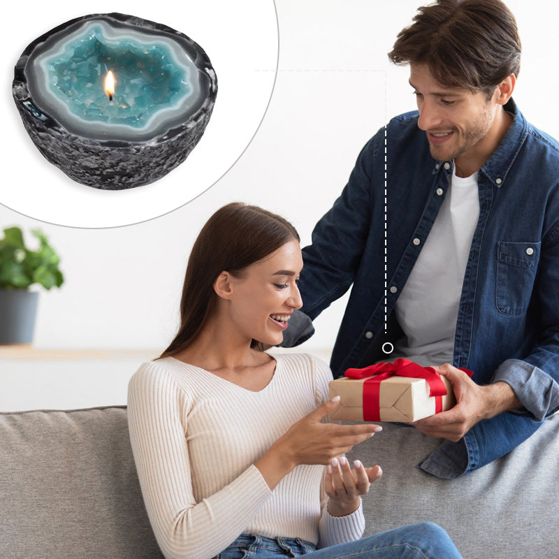 Lumyra™ Geode Kristalkaars – Natuurlijke Rust & Sfeervolle Elegantie