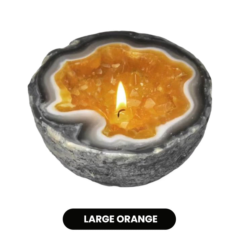 Lumyra™ Geode Kristalkaars – Natuurlijke Rust & Sfeervolle Elegantie