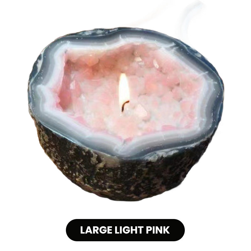 Lumyra™ Geode Kristalkaars – Natuurlijke Rust & Sfeervolle Elegantie