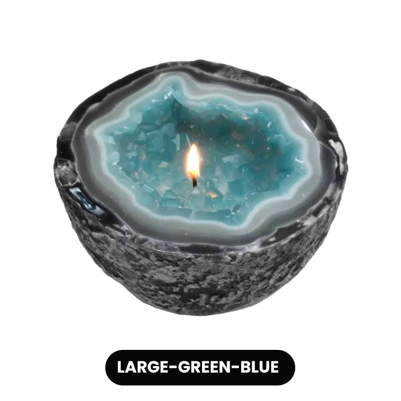 Lumyra™ Geode Kristalkaars – Natuurlijke Rust & Sfeervolle Elegantie