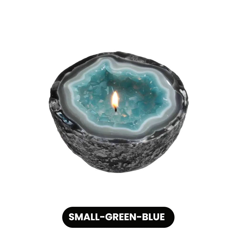 Lumyra™ Geode Kristalkaars – Natuurlijke Rust & Sfeervolle Elegantie