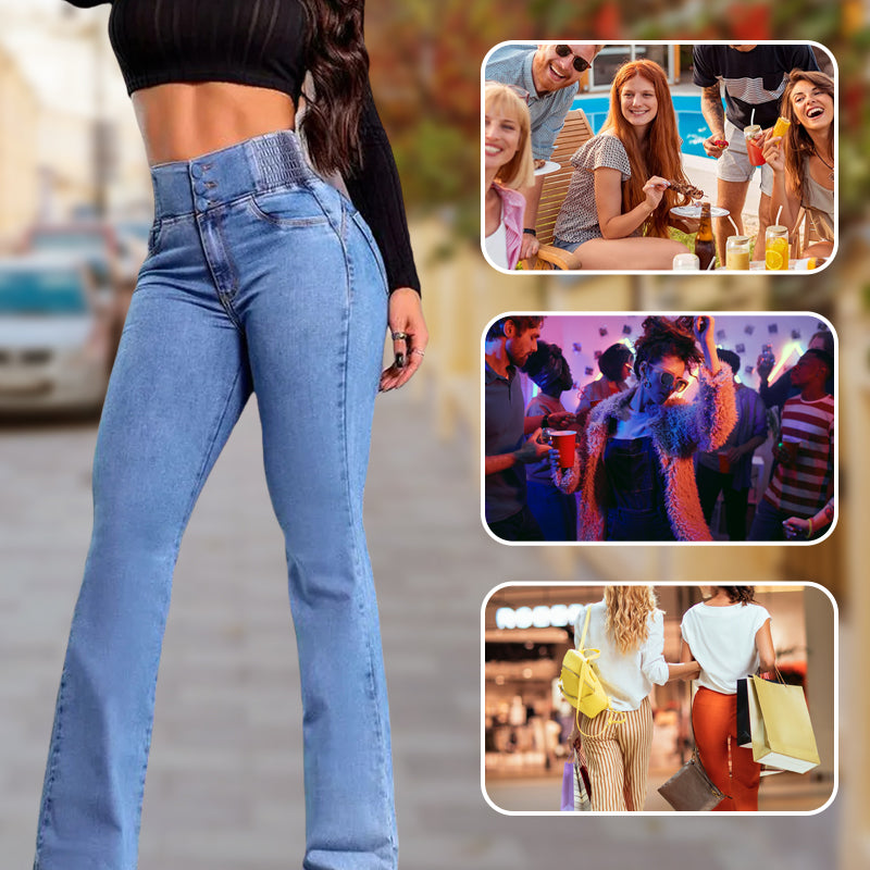 Elyra™ High-Waist Flare Jeans – Stretch Denim