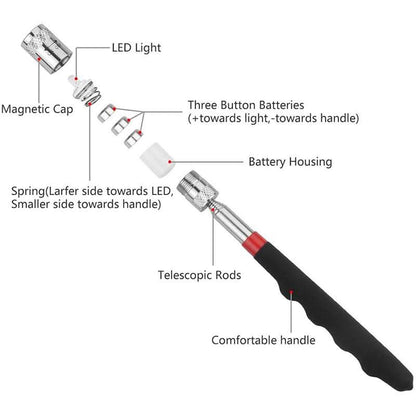 MagniReach™ – Uitschuifbare Magnetische Pick-Up Tool met LED
