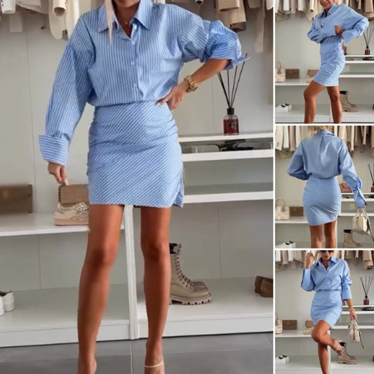 NovaLane™ | Classy Striped Shirt Dress