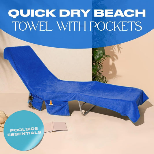 SunLuxe™ Strandhanddoek met Stoelhoes – De Ultieme Zomer Must-Have!