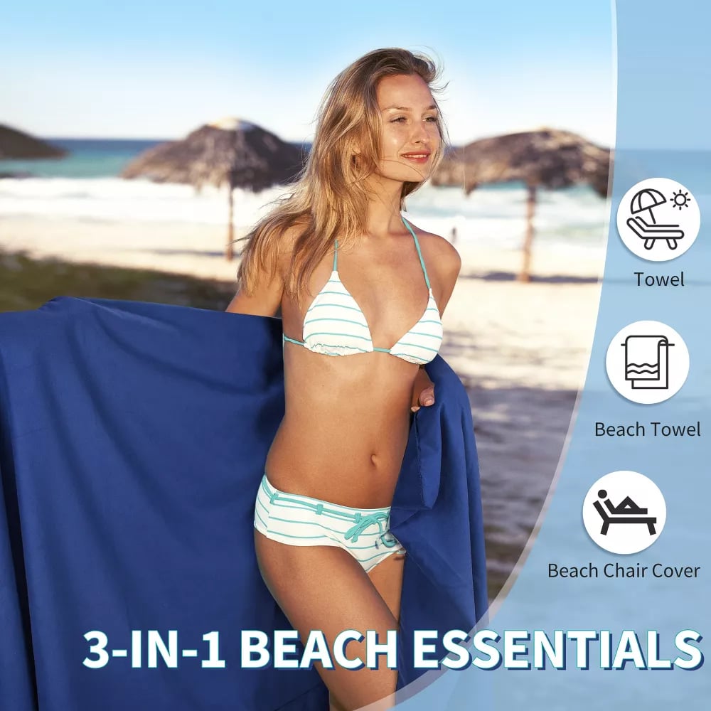 SunLuxe™ Strandhanddoek met Stoelhoes – De Ultieme Zomer Must-Have!