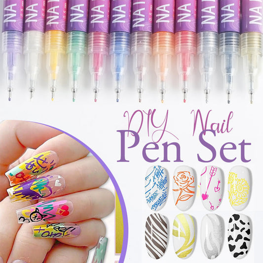 Colorique™ Nail Art Pen Set – 12 levendige kleuren voor eindeloze creaties