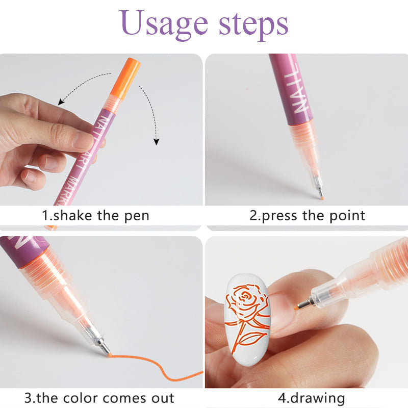 Colorique™ Nail Art Pen Set – 12 levendige kleuren voor eindeloze creaties