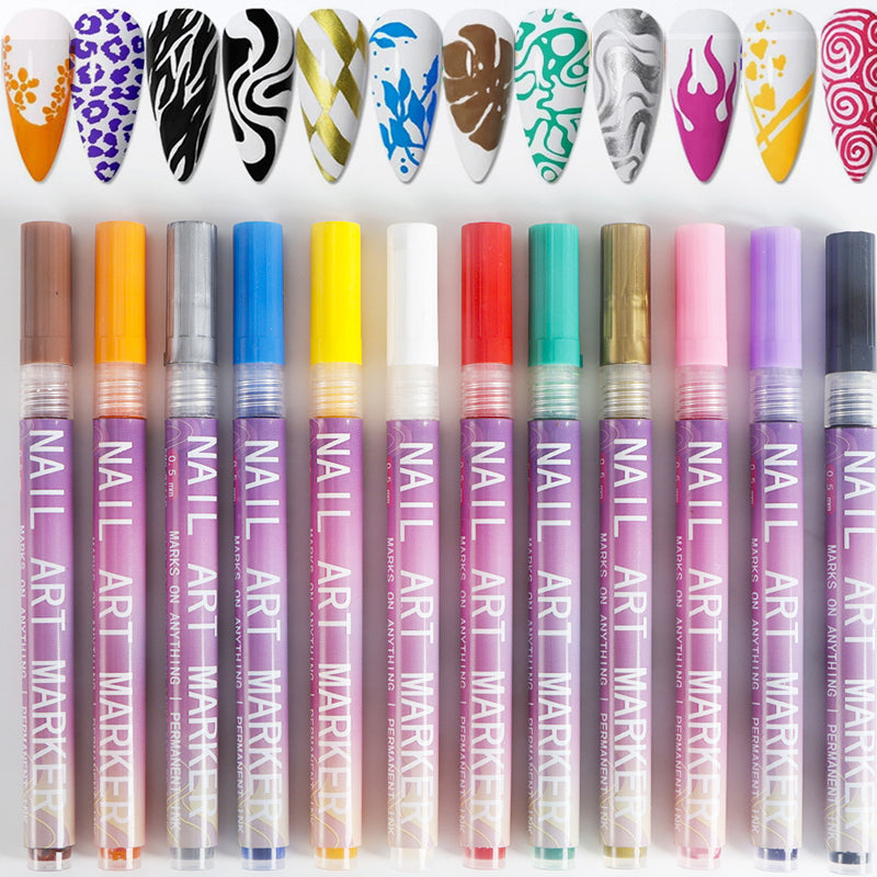 Colorique™ Nail Art Pen Set – 12 levendige kleuren voor eindeloze creaties