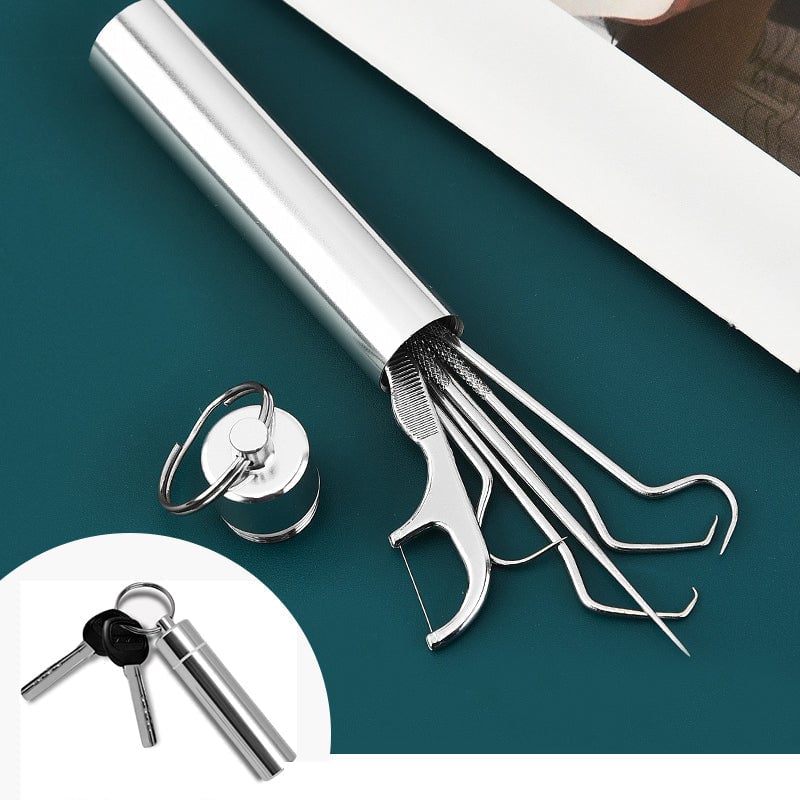 SteelCare™ – Compacte RVS Tandenstoker & Multitool