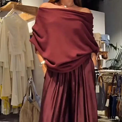 SERAVIA™ | Elegante Tweedelige Set met Bardot Halslijn