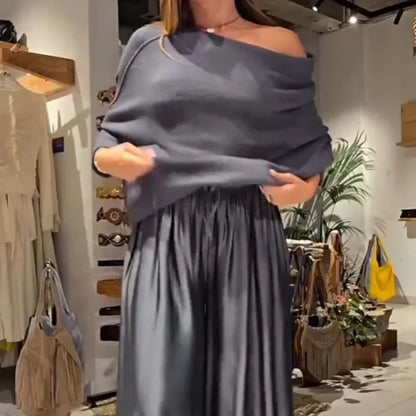 SERAVIA™ | Elegante Tweedelige Set met Bardot Halslijn