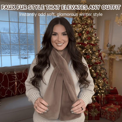Furiva™ – Luxe Faux Fur Sjaal met Verborgen Ritsvak