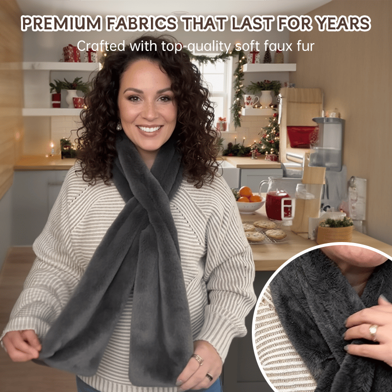 Furiva™ – Luxe Faux Fur Sjaal met Verborgen Ritsvak